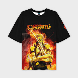 Мужская футболка оверсайз Зоро в огне One Piece Большой куш