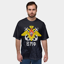 Футболка оверсайз мужская ВМФ нашивки Флаг на спине, цвет: 3D-принт — фото 2