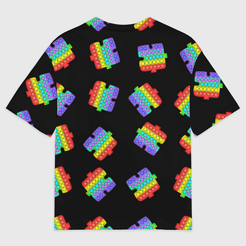 Мужская футболка оверсайз Поп ит пазлы на черном / 3D-принт – фото 2