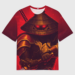 Футболка оверсайз мужская СЁГУН НА КРАСНОМ ФОНЕ, цвет: 3D-принт