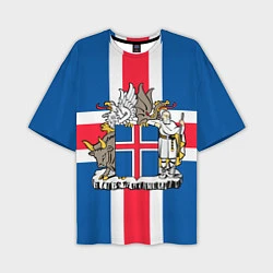 Мужская футболка оверсайз Флаг и Герб Исландии