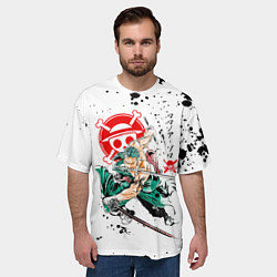 Футболка оверсайз мужская Ророноа Зоро пират Соломенной Шляпы, цвет: 3D-принт — фото 2