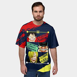 Футболка оверсайз мужская Луффи, Зоро и Санджи One Piece, цвет: 3D-принт — фото 2