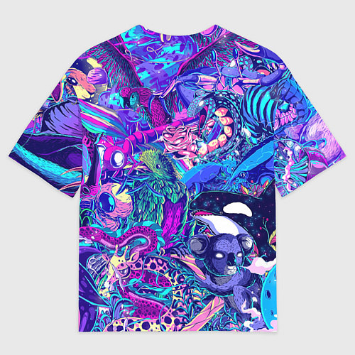 Мужская футболка оверсайз Неоновые Звери / 3D-принт – фото 2