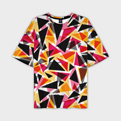 Мужская футболка оверсайз Разноцветные треугольники