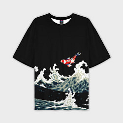 Мужская футболка оверсайз Карп Кои Волна Япония Рыба