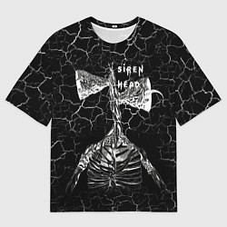 Футболка оверсайз мужская Сиреноголовый Трещины Надпись, цвет: 3D-принт