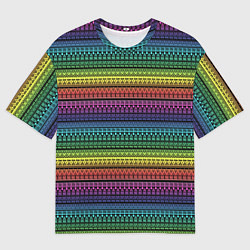 Мужская футболка оверсайз Этнический радужный орнамент