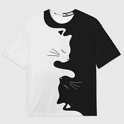 Футболка оверсайз мужская Коты инь янь, цвет: 3D-принт