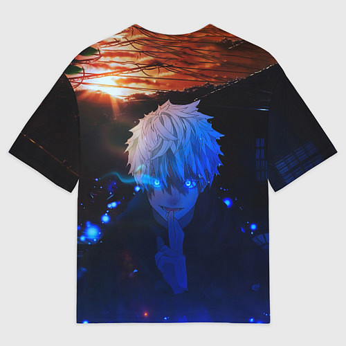 Мужская футболка оверсайз Сатору гото голубые глаза / 3D-принт – фото 2
