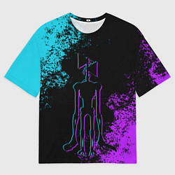 Футболка оверсайз мужская НЕОНОВЫЙ СИРЕНОГОЛОВЫЙ, цвет: 3D-принт