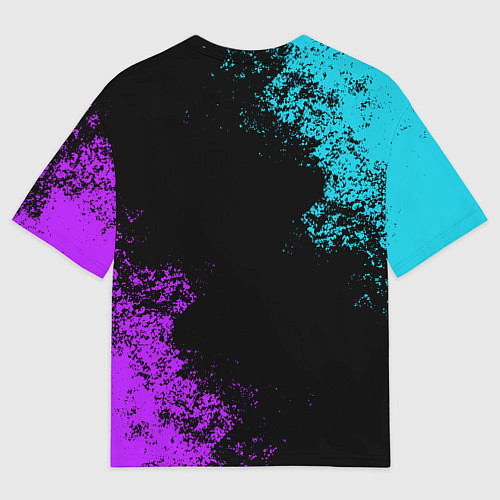 Мужская футболка оверсайз НЕОНОВЫЙ СИРЕНОГОЛОВЫЙ / 3D-принт – фото 2