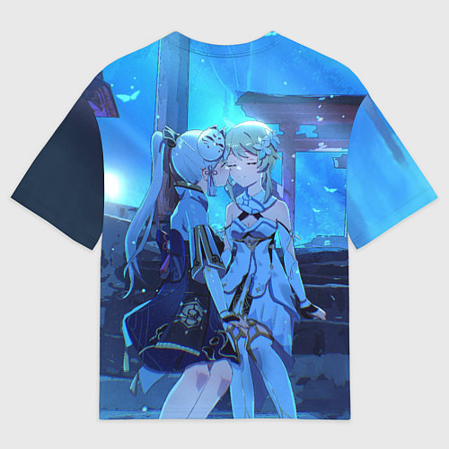 Мужская футболка оверсайз СЕВЕРНОЕ СИЯНИЕ ГЕНШИН / 3D-принт – фото 2