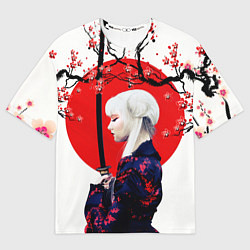 Мужская футболка оверсайз НАД ВЕТВЯМИ САКУРЫ