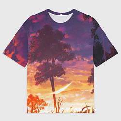 Мужская футболка оверсайз Закат в аниме стиле