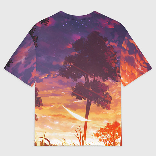 Мужская футболка оверсайз Закат в аниме стиле / 3D-принт – фото 2