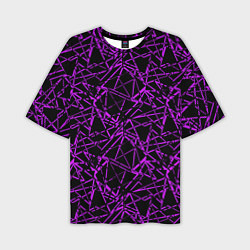Мужская футболка оверсайз Фиолетово-черный абстрактный узор