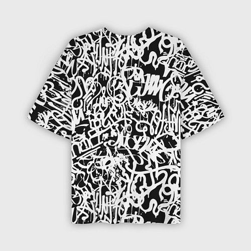 Мужская футболка оверсайз Graffiti white on black / 3D-принт – фото 2