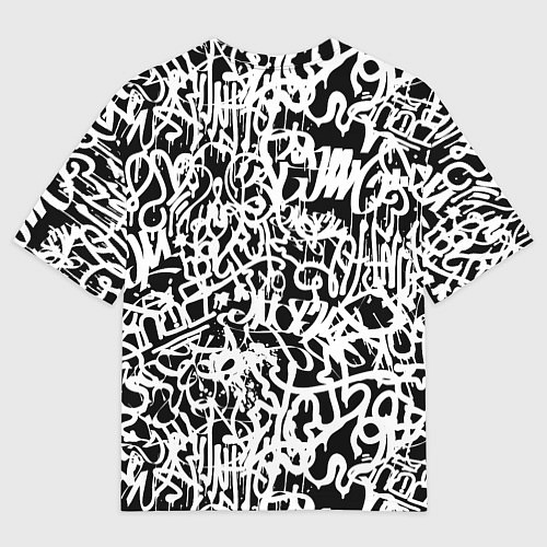 Мужская футболка оверсайз Graffiti white on black / 3D-принт – фото 2