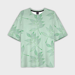 Мужская футболка оверсайз Зеленые листья