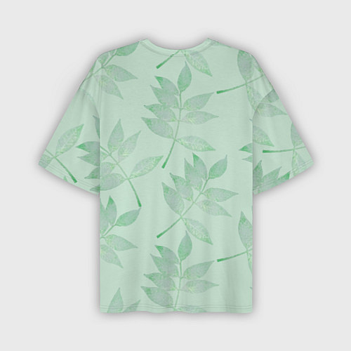 Мужская футболка оверсайз Зеленые листья / 3D-принт – фото 2