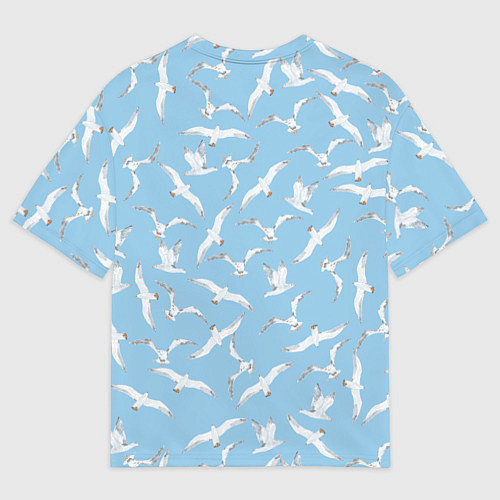 Мужская футболка оверсайз Чайки в небе паттерн / 3D-принт – фото 2