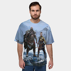 Футболка оверсайз мужская Кратос и Атрей Рагнарек, цвет: 3D-принт — фото 2