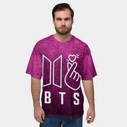 Футболка оверсайз мужская BTS БТС K-Heart Z, цвет: 3D-принт — фото 2