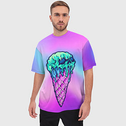 Футболка оверсайз мужская Мороженое Ice Scream Череп Z, цвет: 3D-принт — фото 2