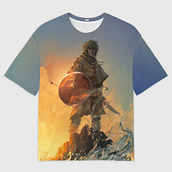 Мужская футболка оверсайз Винланд стоит на скале сага