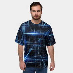 Футболка оверсайз мужская Линии неона, цвет: 3D-принт — фото 2