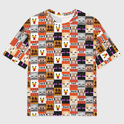 Футболка оверсайз мужская MINECRAFT КУБИКИ ПЕРСОНАЖИ, цвет: 3D-принт