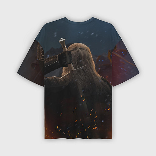 Мужская футболка оверсайз Опасный Ведьмак с мечом / 3D-принт – фото 2