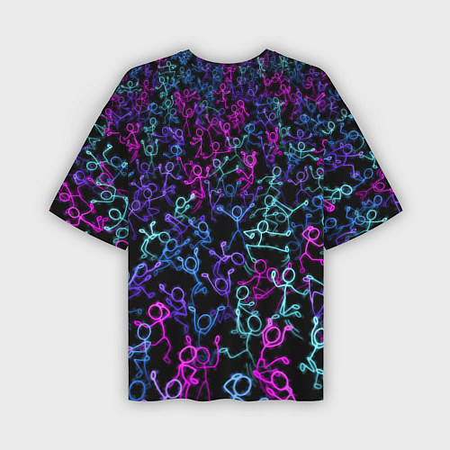 Мужская футболка оверсайз Neon Rave Party / 3D-принт – фото 2