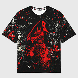 Мужская футболка оверсайз Красный Японский Самурай Samurai