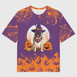 Мужская футболка оверсайз Мопс на хэллоуин