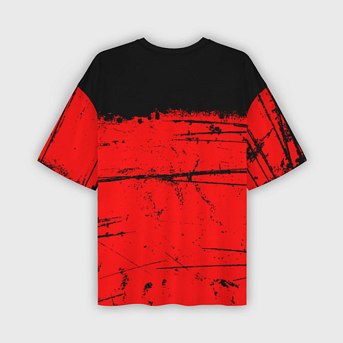 Мужская футболка оверсайз КРАСНЫЙ ГРАНЖ RED GRUNGE / 3D-принт – фото 2
