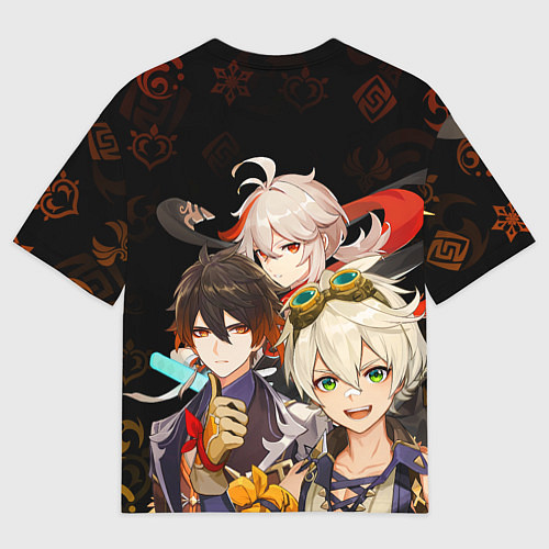 Мужская футболка оверсайз Genshin Impact: Беннет, Чжун Ли, Кадзуха / 3D-принт – фото 2