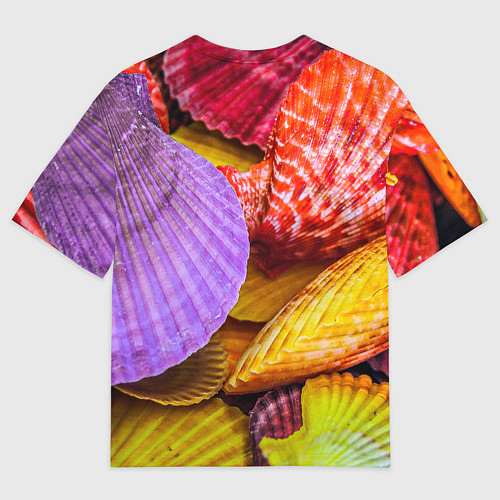 Мужская футболка оверсайз Разноцветные ракушки multicolored seashells / 3D-принт – фото 2