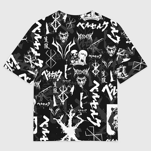 Мужская футболка оверсайз BERSERK SYMBOL LOGO БЕРСЕРК СИМВОЛИКА ПАТТЕРН / 3D-принт – фото 2