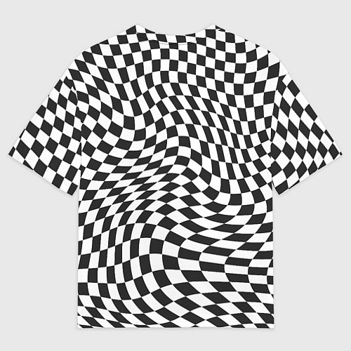 Мужская футболка оверсайз Черно-белая клетка Black and white squares / 3D-принт – фото 2