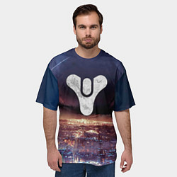Футболка оверсайз мужская ДЕСТИНИ ЗЕМЛЯ ХАБ, СТРАННИК НАД ГОРОДОМ, цвет: 3D-принт — фото 2