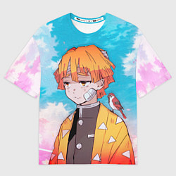 Футболка оверсайз мужская КЛИНОК РАССЕКАЮЩИЙ ДЕМОНОВ, ЗЕНИТЦУ, цвет: 3D-принт