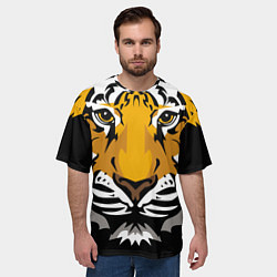Футболка оверсайз мужская Суровый взгляд тигра, цвет: 3D-принт — фото 2