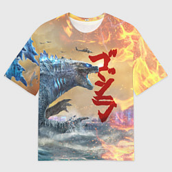 Футболка оверсайз мужская ГОДЗИЛЛА АТАКУЕТ!, цвет: 3D-принт
