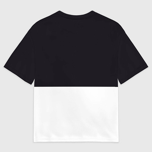 Мужская футболка оверсайз Скелет Самурай с трубкой на черно белом фоне / 3D-принт – фото 2