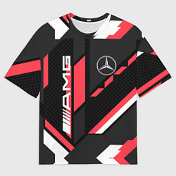 Футболка оверсайз мужская MERCEDES-BENZ AMG GEOMETRY STRIPES RED, цвет: 3D-принт