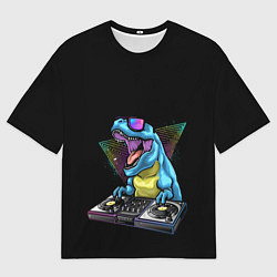 Мужская футболка оверсайз Динозавр ди-джей