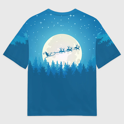 Мужская футболка оверсайз Санта с Оленями / 3D-принт – фото 2