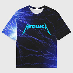 Футболка оверсайз мужская METALLICA BLUE FLASH МЕТАЛЛИКА СИНИЕ МОЛНИИ, цвет: 3D-принт